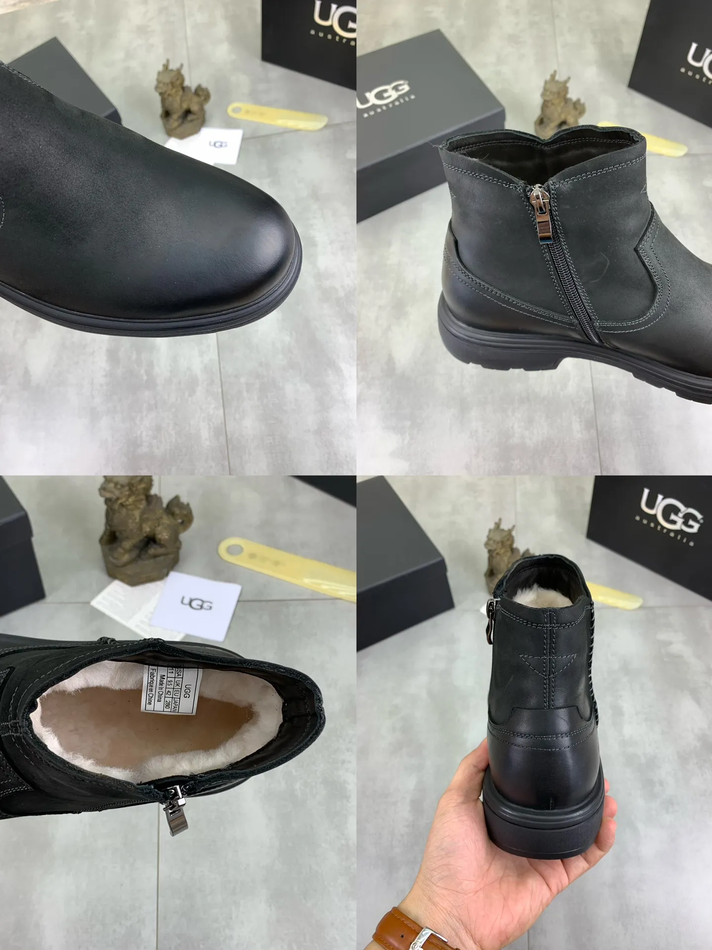 Factory price P640 💶[UGG] (full wool lining) Top-end high-quality fur integrated warm snow boots from Australia's warm luxury men's shoes brand, UGG-5877 official website synchronized, made of imported cowhide, carefully sewn...Imported rubber outsole (comfortable, soft, wear-resistant) The quality is really great...Exquisite workmanship, you can't put it down at first sight, code number: 39-44 Color: 3️⃣colors available